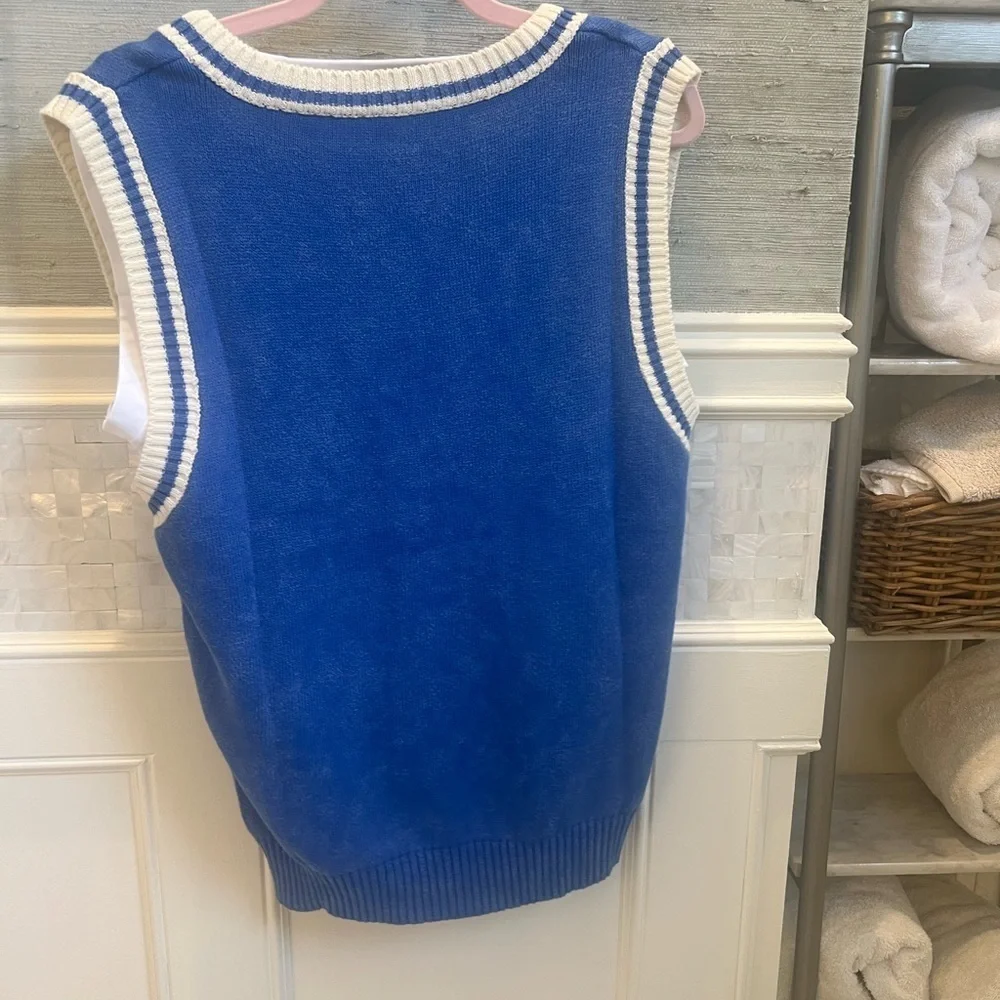 NWT new small Anthropologie pilcro sporty sleeveless twofer sweater jersey blue